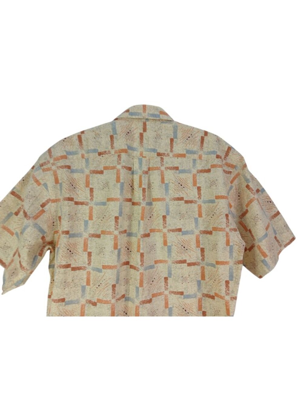 Vintage Andrew Brown Mens Short Sleeve Button Shirt Abstract Print Size L Logo - Picture 10 of 15